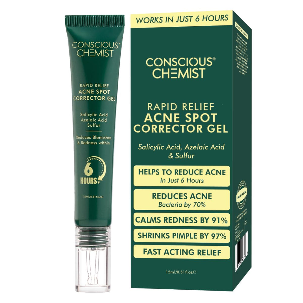 Conscious Chemist front packaging showing clear acne spot corrector benefits