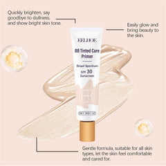 Conversionh before-and-after half face showing visible evening of skin tone and natural finish