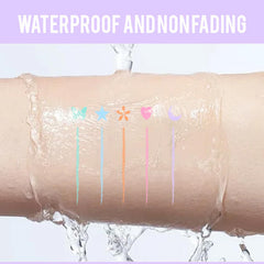 COOL STORY arm swatches of five matte pastel shades for color choice