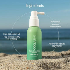 COOLA label highlighting organic ingredients and reef-compliant claim
