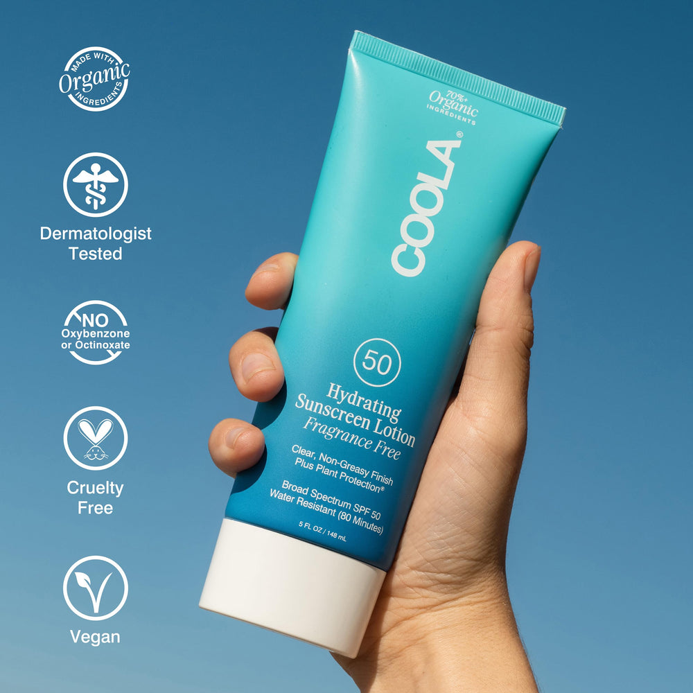 COOLA tube in beach bag showing travel-ready protection