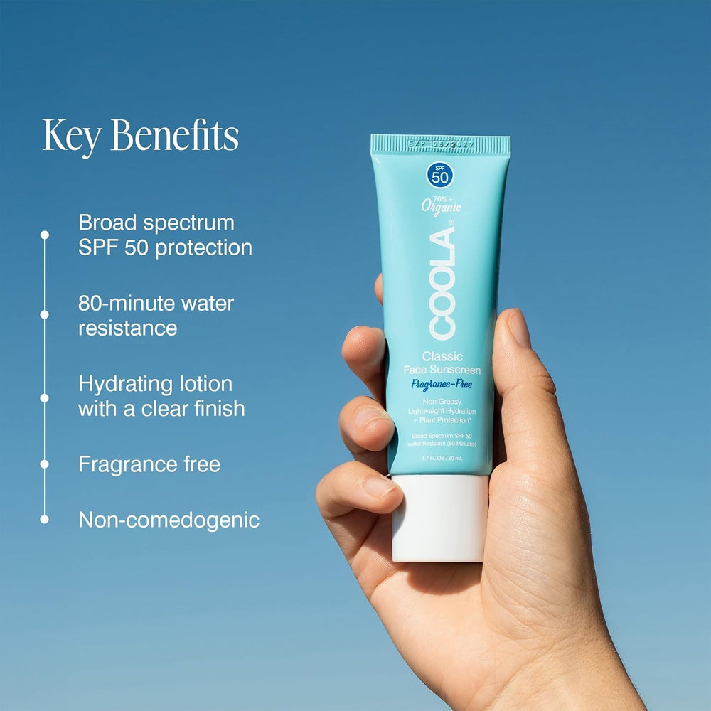 COOLA lotion texture close-up showing lightweight, non-greasy finish