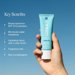 COOLA lotion texture close-up showing lightweight, non-greasy finish
