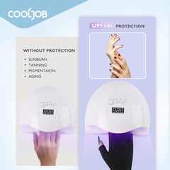 COOLJOB glove on hand for size comparison illustrating fit and coverage
