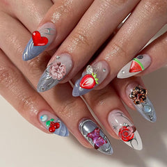 COOSLIM charms applied on manicured nails showing decorative effect benefit