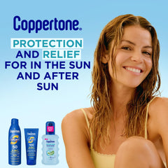 Coppertone bottle on bathroom counter ready for daily use