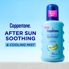 Coppertone mist spraying onto skin providing instant cooling relief
