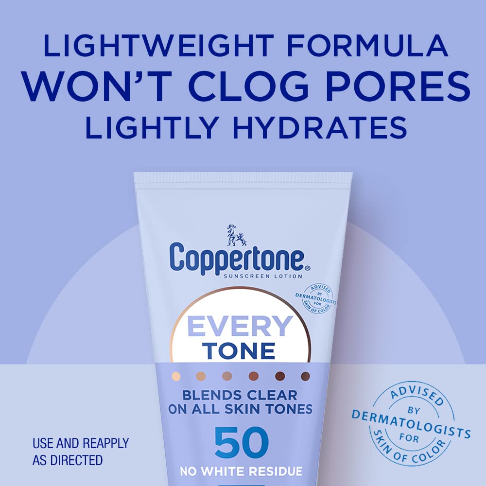 Coppertone Every Tone texture on fingertip illustrating lightweight absorption benefit