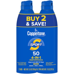 Coppertone front packaging showing SPF 50 for fast selection