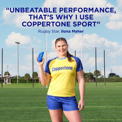 Coppertone SPORT lotion texture closeup showing smooth moisturizing formula