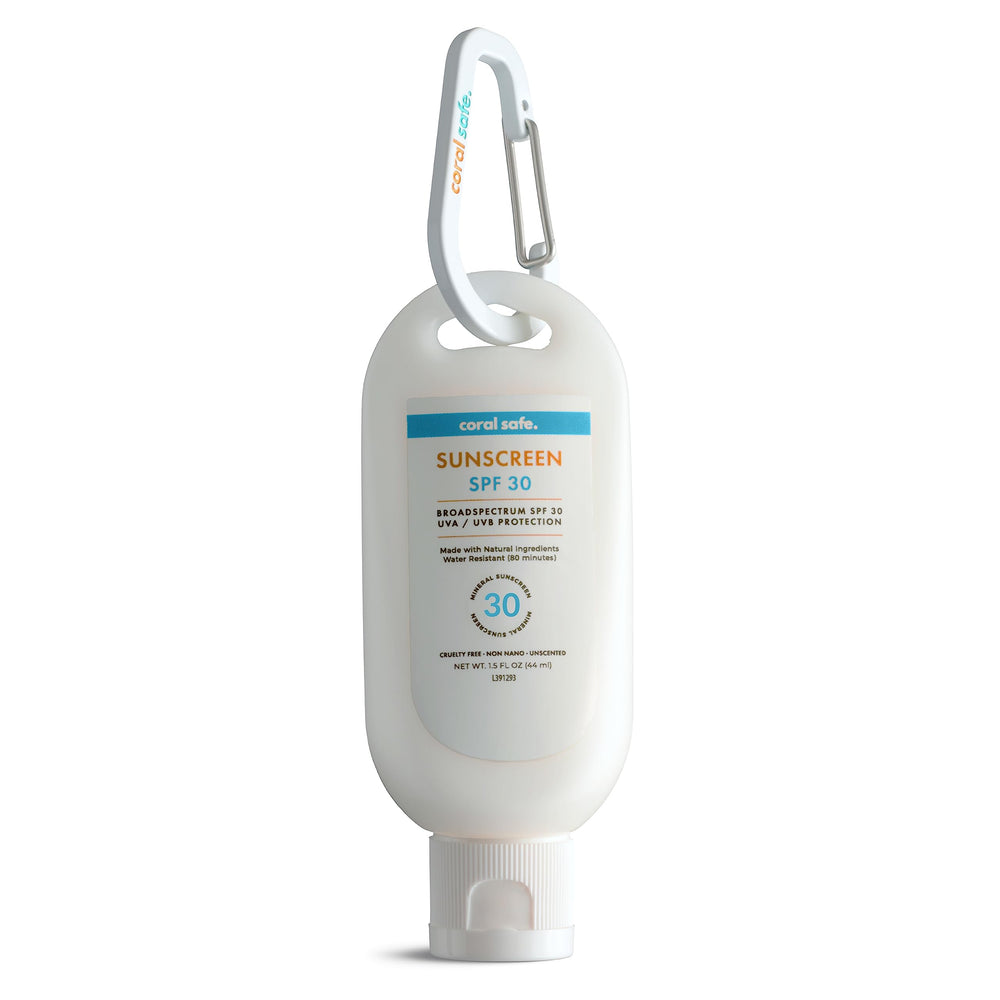 Coral Safe front packaging showing SPF and reef safe benefits for travel
