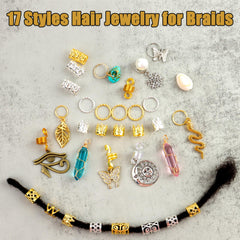 Coriario charms installed in braided hair, demonstrates decorative impact and secure hold
