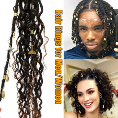 Coriario pieces held in hand for scale showing bead sizes and ease of styling for locs