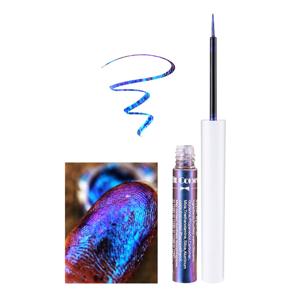 Corleone winged eyeliner in evening light showing intense color-shift and dramatic impact benefit
