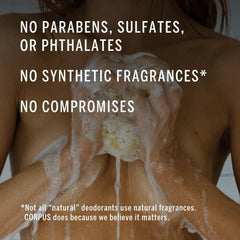 Corpus in-shower portrait demonstrating daily use and a refreshing clean feeling
