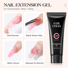 COSCELIA base and top coat bottles close-up, finish options for glossy or matte protection