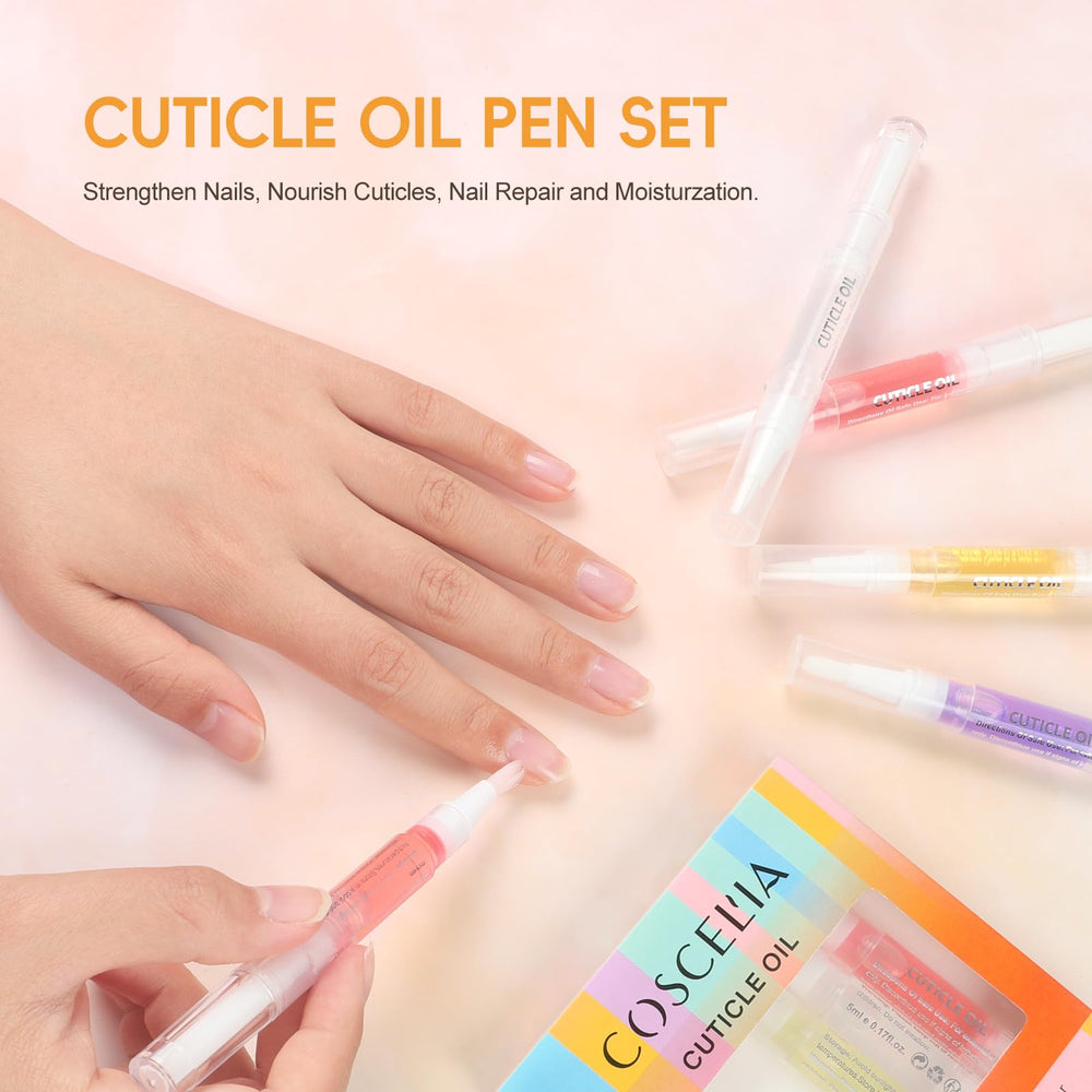 COSCELIA pen tip close-up for precise cuticle application and control