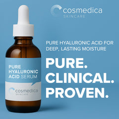 Cosmedica close-up droplet texture illustrating fast-absorbing hydration