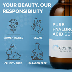 Cosmedica Skincare bottle label close-up highlighting paraben-free benefit