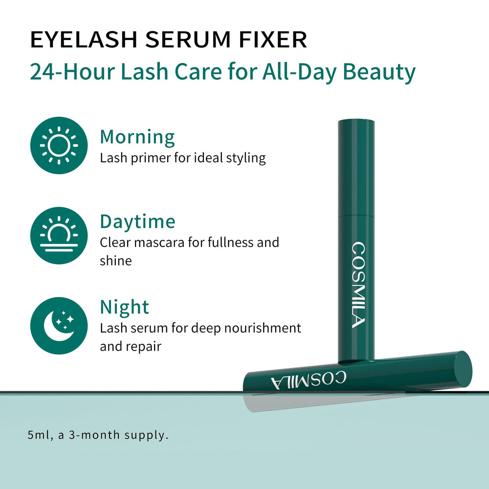 COSMILA lash before and after illustration showing lifted natural look