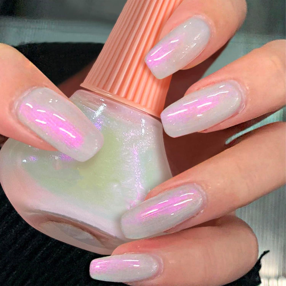 COSMOO front bottle showing pearl pink finish and brand