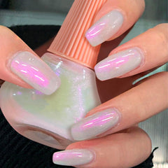COSMOO front bottle showing pearl pink finish and brand