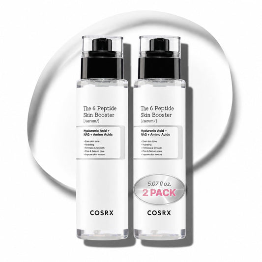 COSRX front packaging showing two peptide booster bottles for routine convenience and value