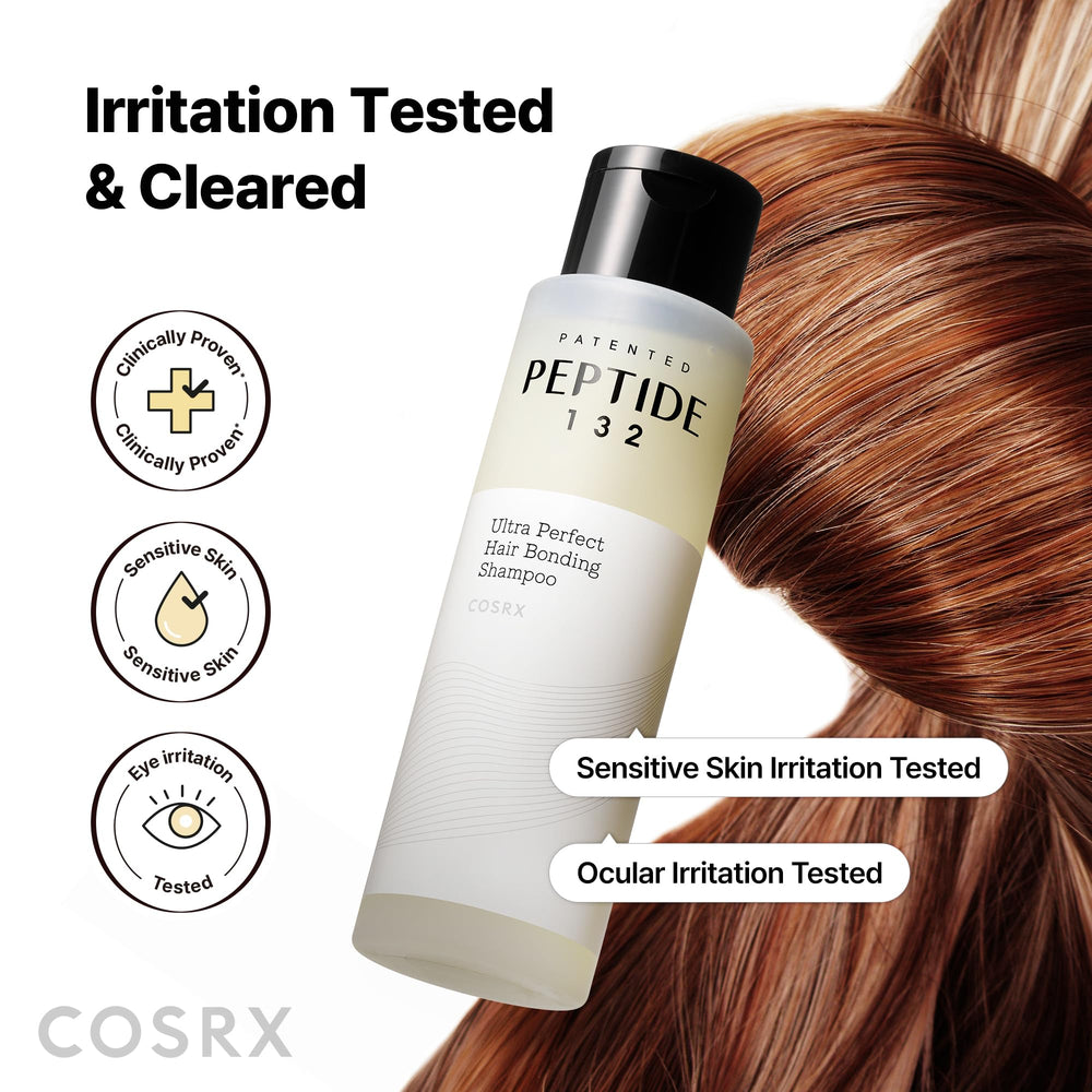 COSRX before and after hair strands showing reduced breakage and improved smoothness