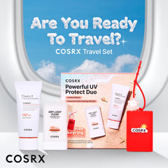 COSRX bottles in hand to show compact size and travel-friendly benefit