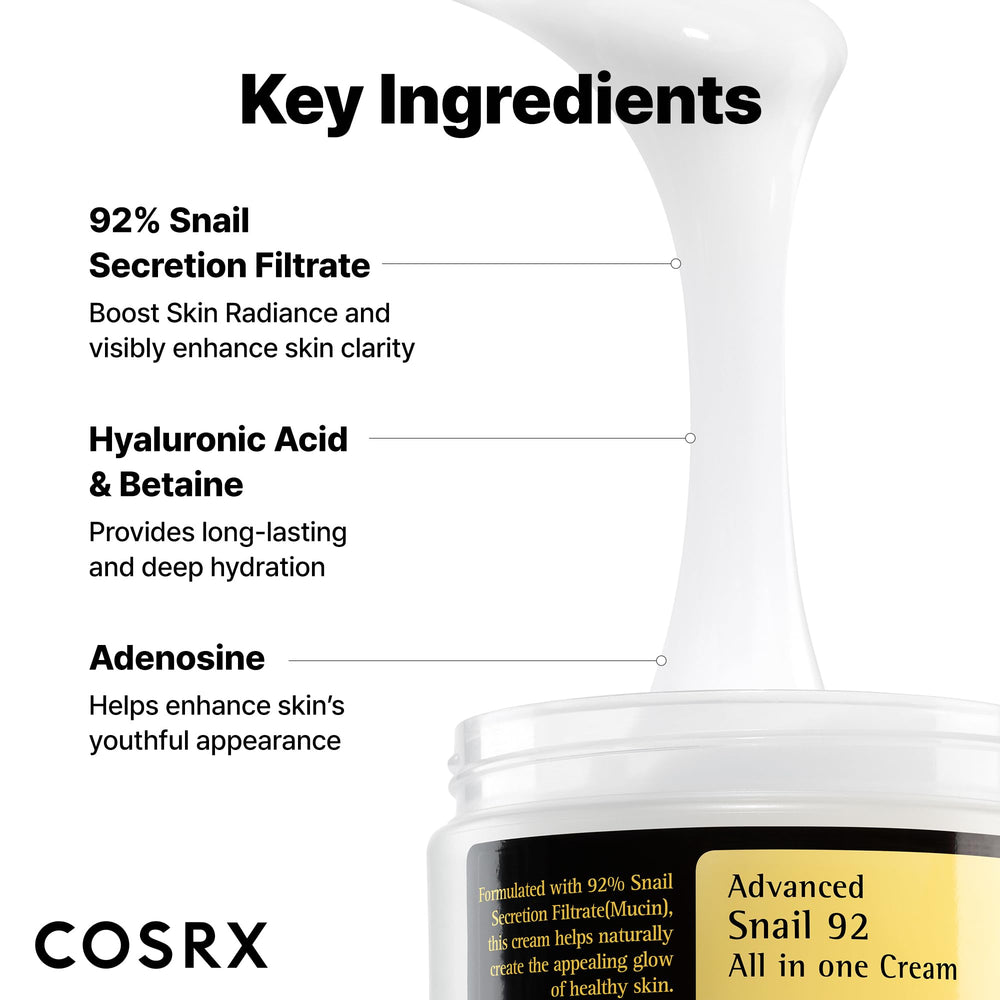 COSRX cream on fingers demonstrating lightweight spreadability