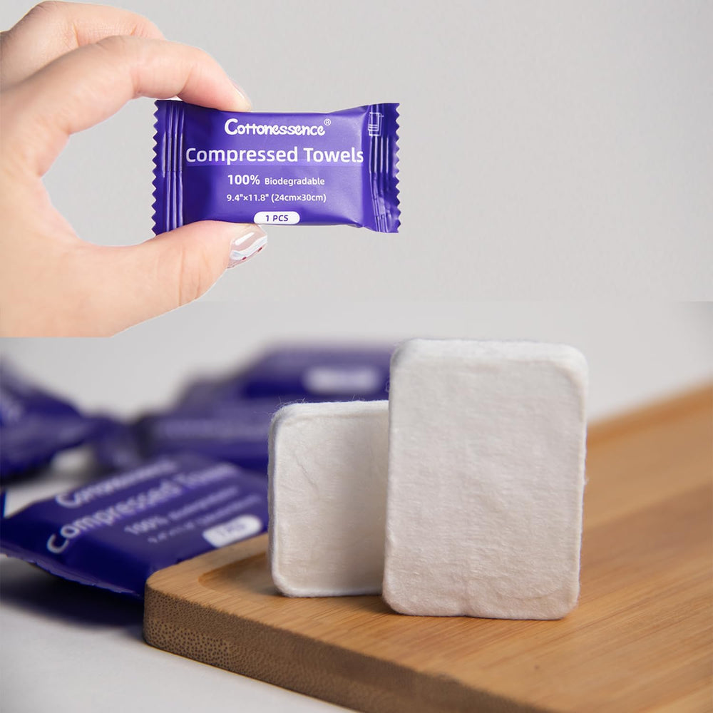 Cottonessence expanded towel flat lay displaying full 9.4 by 11.8 inch size