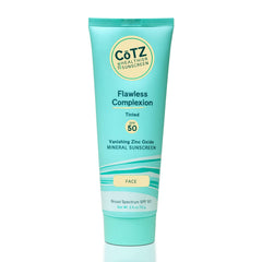 CoTZ tube front view showing lightweight tinted SPF50 for even skin