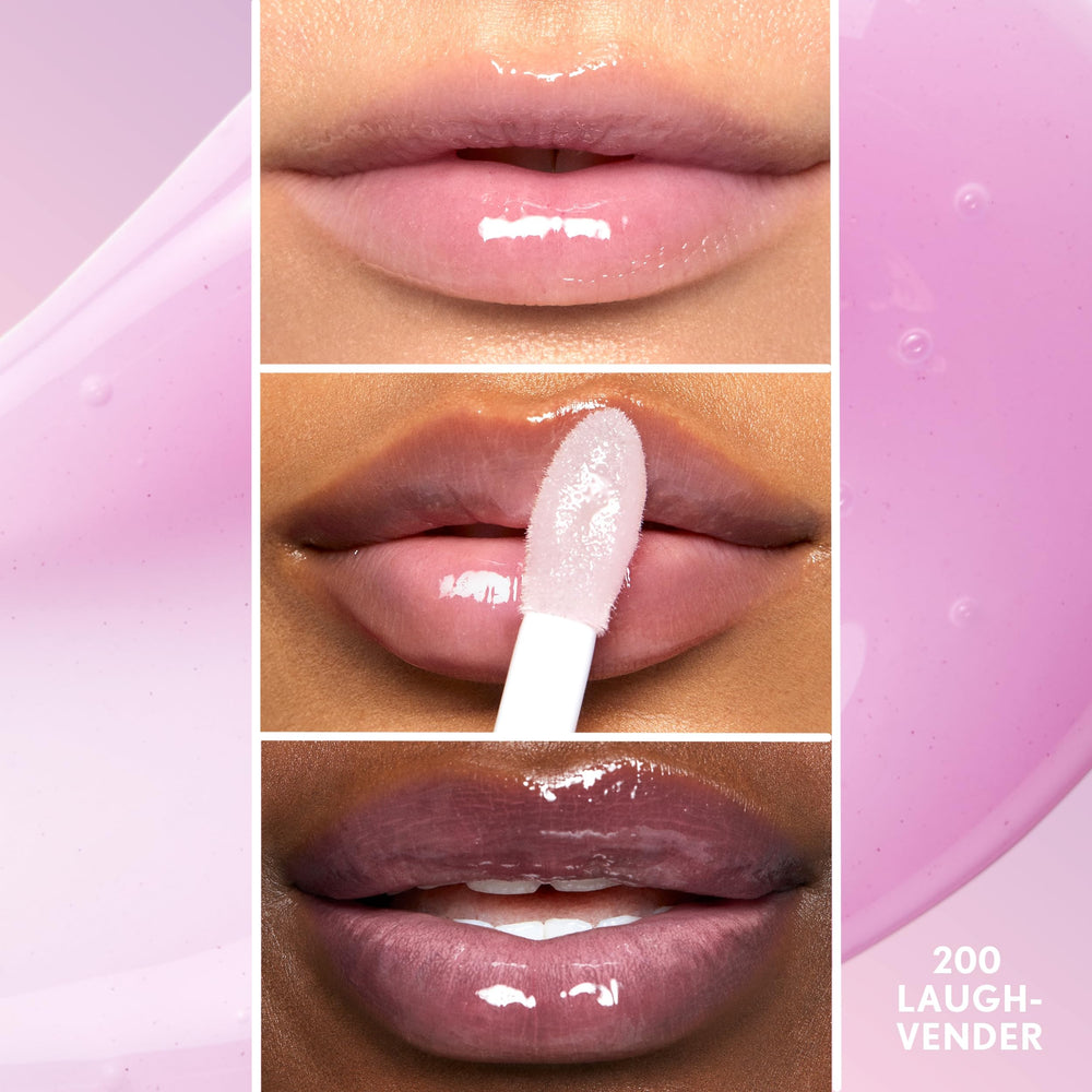 COVERGIRL gloss texture swipe showing glossy finish for hydrated, non-sticky lips