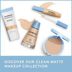 COVERGIRL worn on model in daytime setting showing shine-free complexion benefit