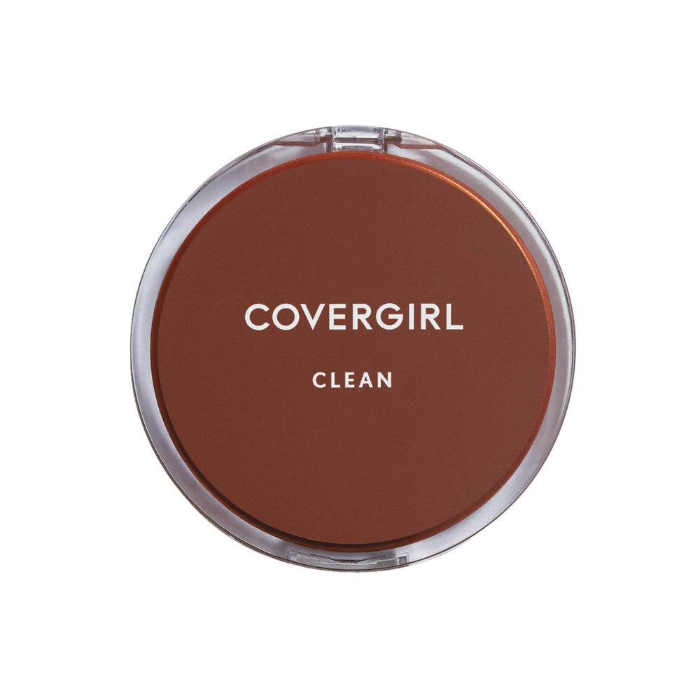 COVERGIRL clean pressed powder front compact showing package and shade benefits