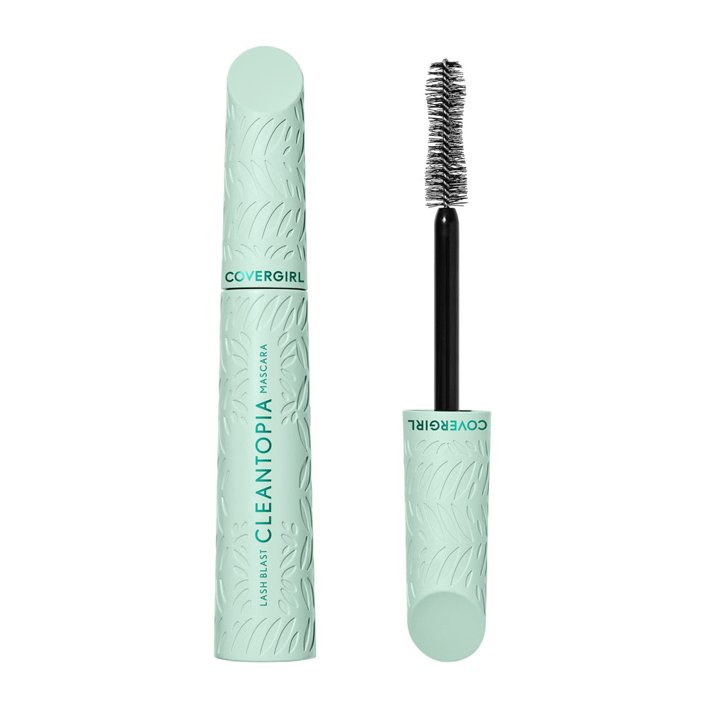 COVERGIRL Lash Blast Cleantopia front view showing compact tube and brown shade benefit