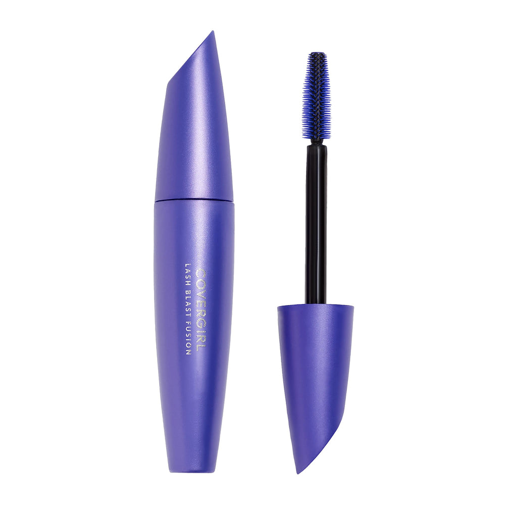 Covergirl Lash Blast Fusion front packaging showing bottle and shade benefits