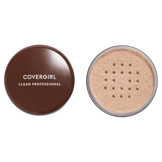 COVERGIRL loose finishing powder front packaging showing compact and label and travel-friendly design