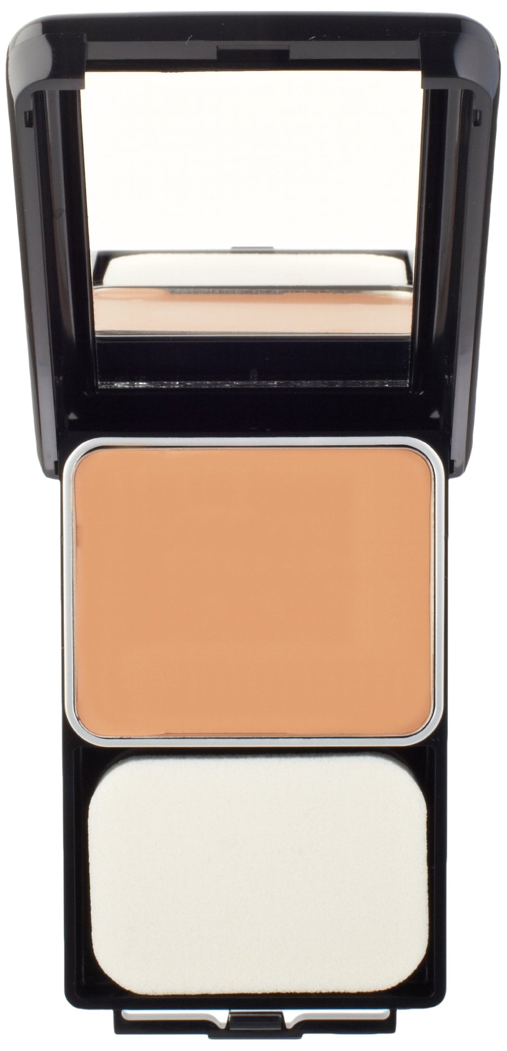 COVERGIRL open compact with sponge applicator demonstrating convenient application and portability