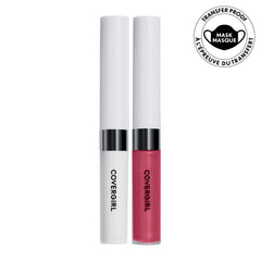 COVERGIRL dual-wand open showing color applicator and glossy topcoat benefit