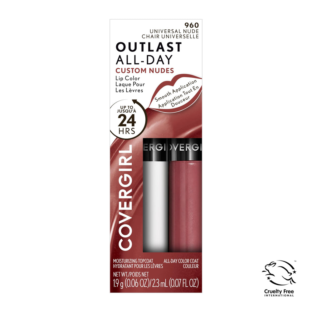 Covergirl outlast flatlay daily routine with product emphasizing quick two-step use