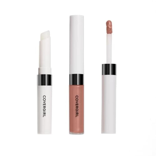 Covergirl product front packaging showing shade 577 Spiced Latte and dual-ended design benefit