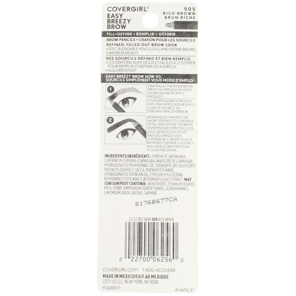 COVERGIRL pencil tip close-up showing silky texture and fine point for precise, natural-looking brow strokes