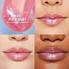 COVERGIRL texture swatch on skin showing non-sticky glossy finish benefit