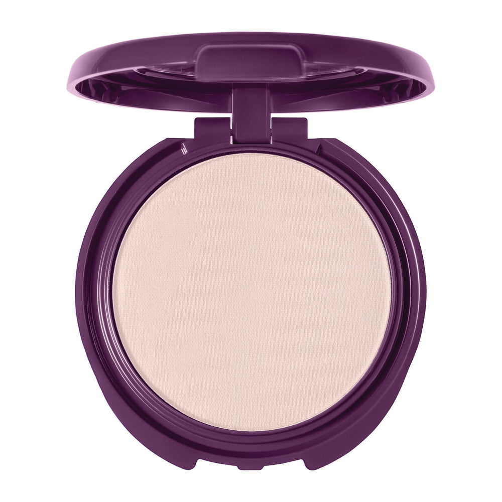 COVERGIRL pressed powder open top showing pan and neat finish benefit