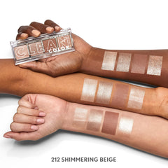 COVERGIRL shimmering beige compact open to show pan size and finish