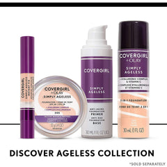 COVERGIRL Simply Ageless primer size comparison next to coin showing compact 1 fl oz