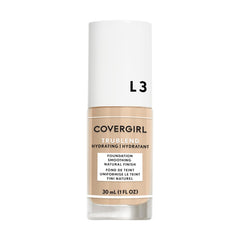 COVERGIRL bottle front showing Natural Ivory L3 shade and compact size benefit