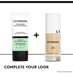COVERGIRL model applying primer in daylight showing real-use glow and natural look benefit