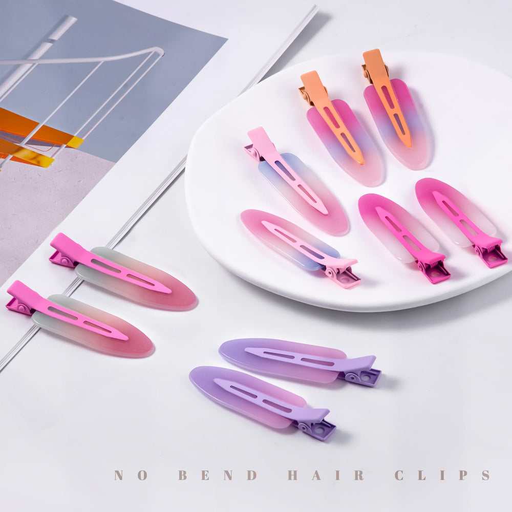 Cptots assorted purple and pink clips laid flat displaying color variety and durability